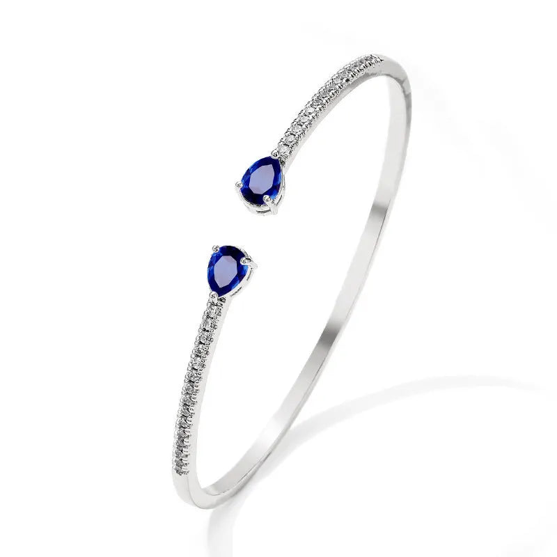 Copper bracelet with white zircon decoration in simple design