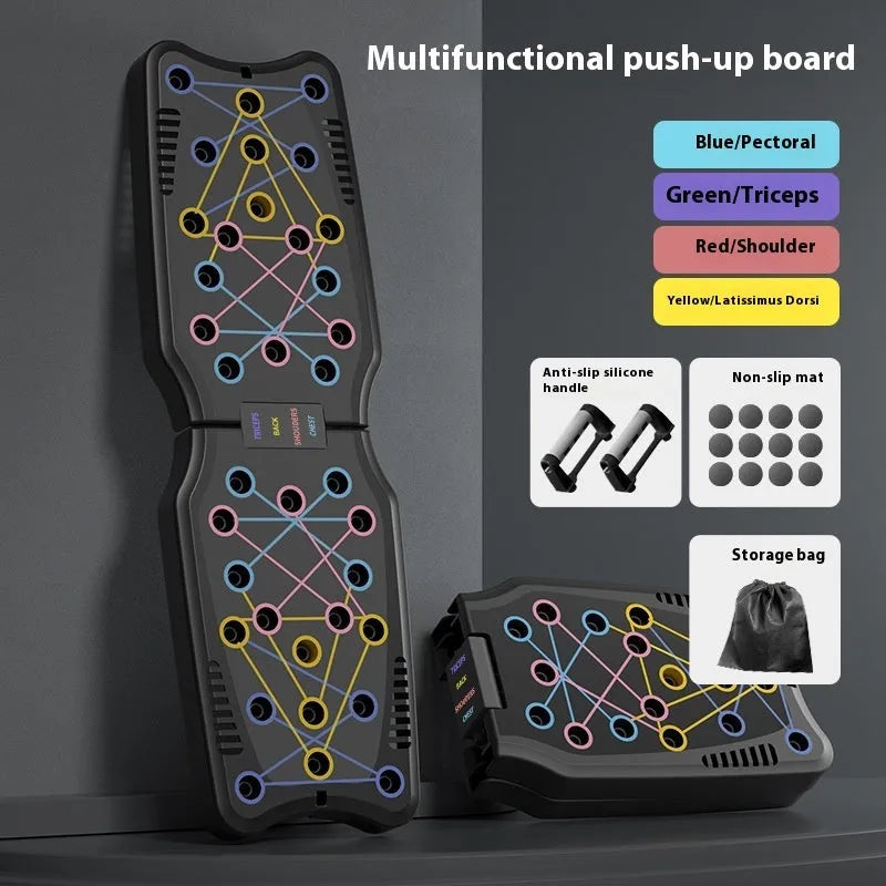 Flat ABS plastic push up support plate for upper body muscle training.