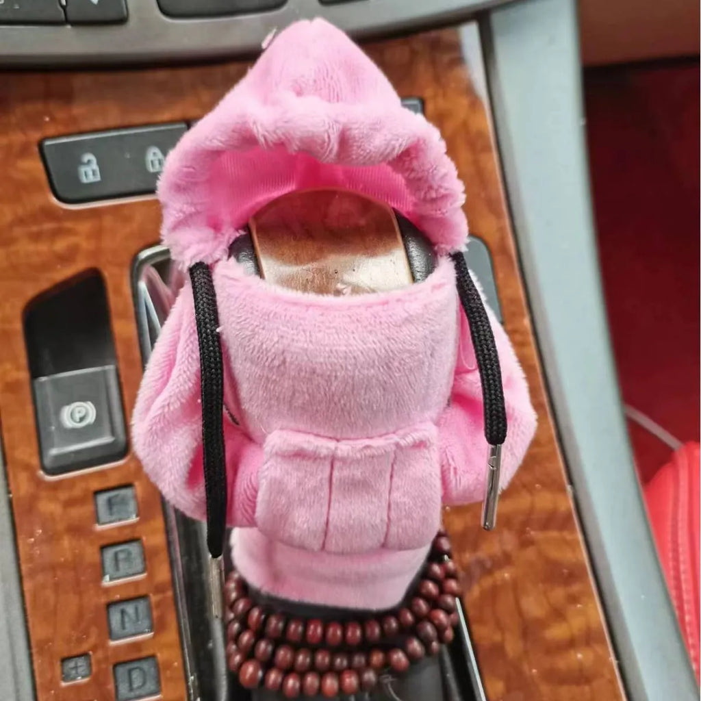 Velvet car gear handle sleeve in Dutch velvet fabric covering gear lever and handbrake