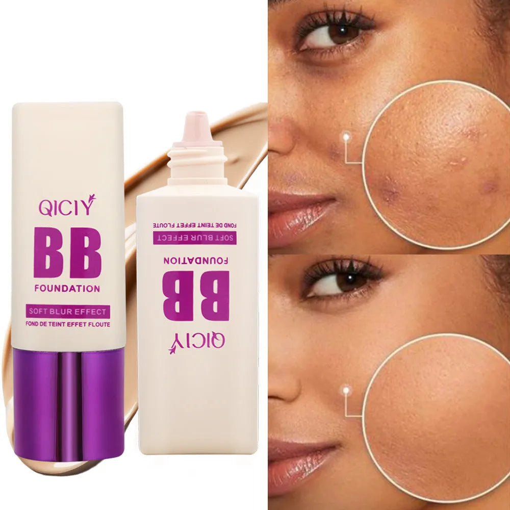 BB cream liquid foundation in feeding bottle packaging with ten colour shade options