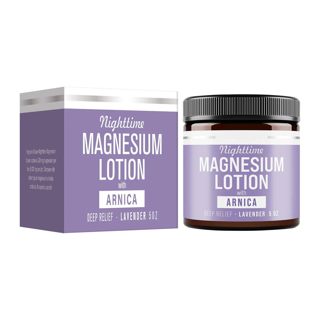 Magnesium body butter cream in 150ml container with shea butter and grape seed oil ingredients