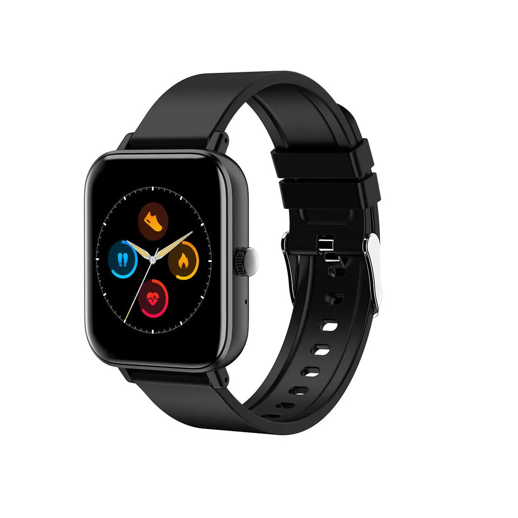 Y30 smartwatch with 1.54 inch touch screen displaying heart rate data, available in black blue pink silver gray