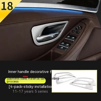 BMW 5 Series interior door handle decorative trim strips in silver finish