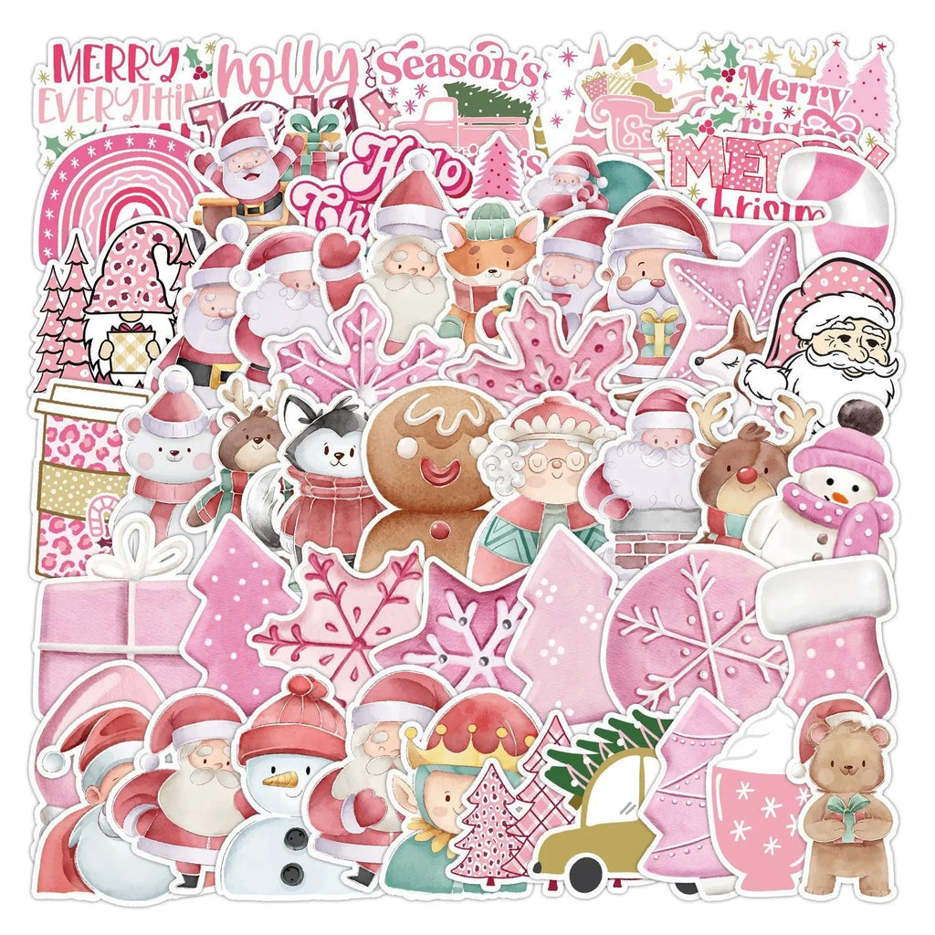 50 Christmas waterproof stickers in cute designs for car phone computer guitar notebook decoration
