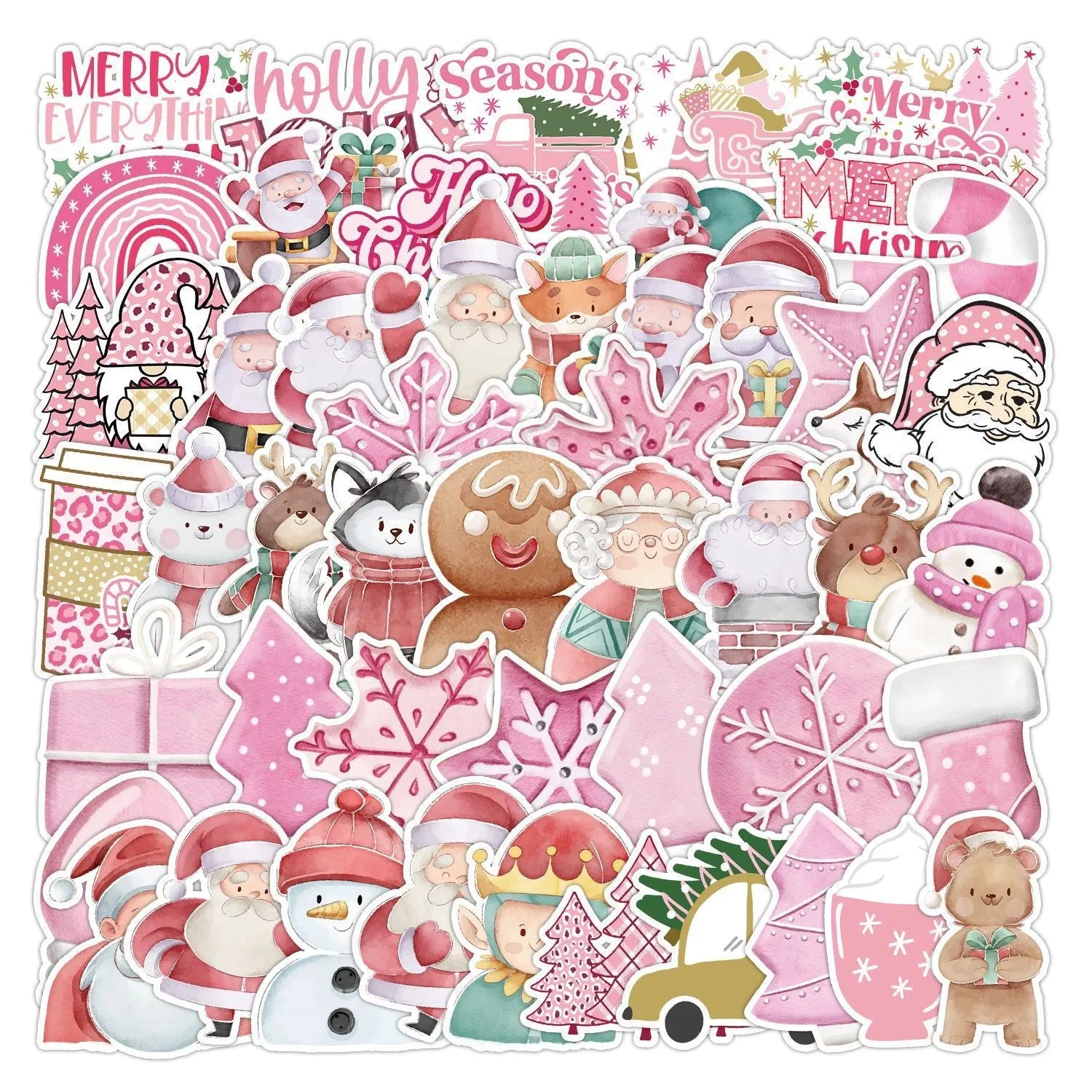 50 Christmas waterproof stickers in cute designs for car phone computer guitar notebook decoration