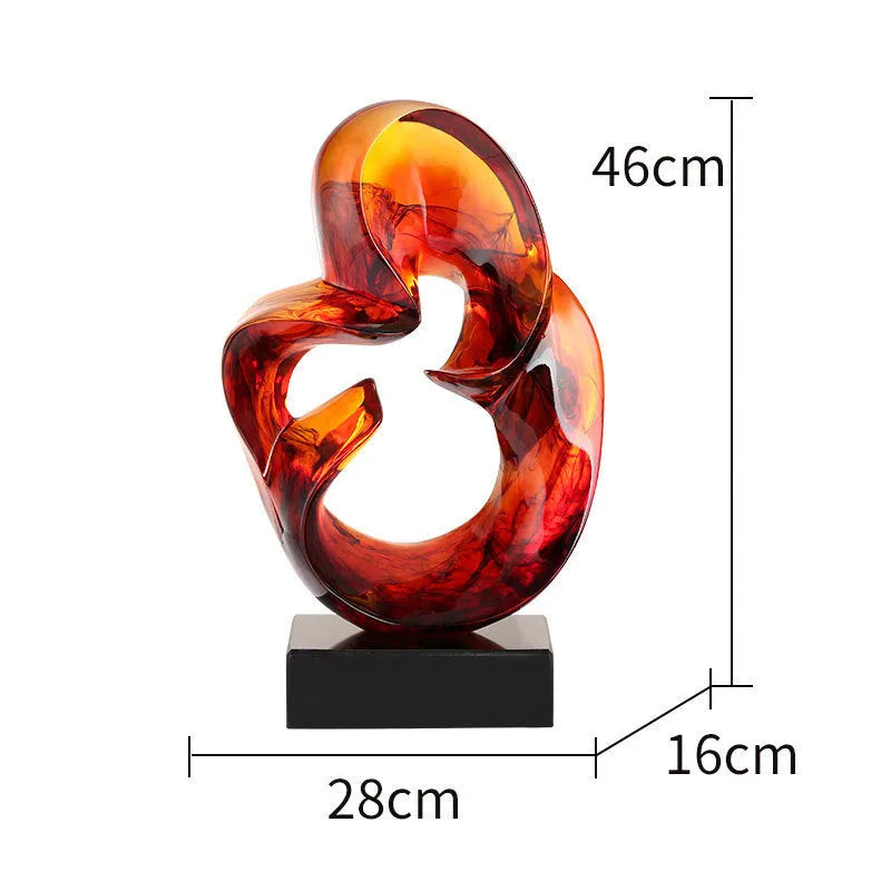 Transparent resin craft ornament sculpture in modern simplicity style available in orange red or blue colour
