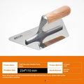 Stainless steel scraper tool with wooden handle for floor and wall putty removal.