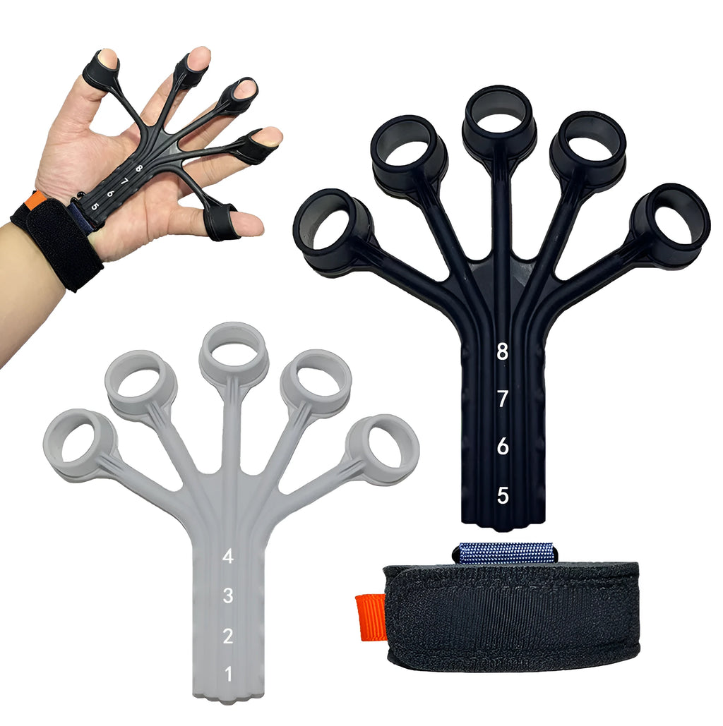 Silicone finger flexion extension trainer with adjustable belt for hand rehabilitation therapy