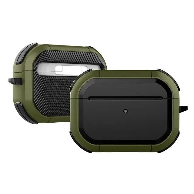 TPU and PC protective case cover for Apple AirPods charging case in various colours.