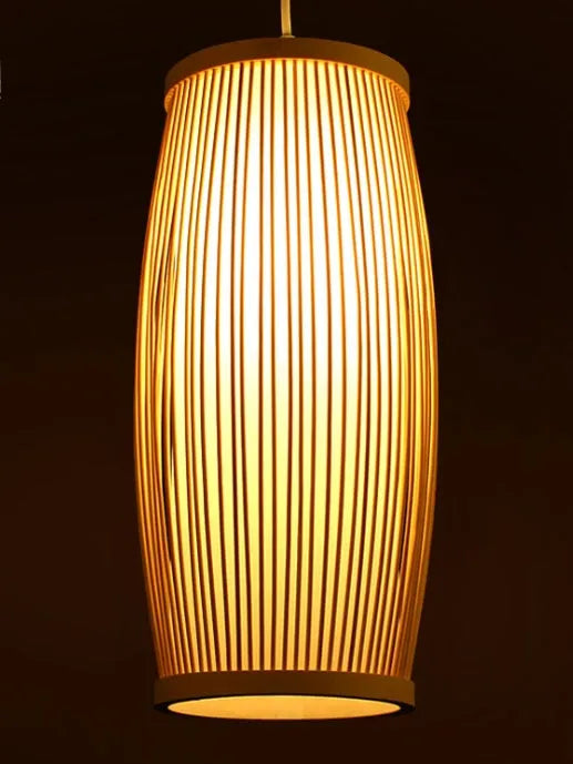 Natural bamboo plait decorative lamp with Southeast Asian styling, 35cm height