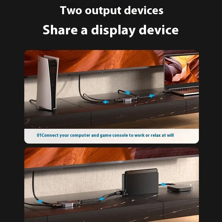 Alloy cable separator for computer to television audio and video conversion in grey colour