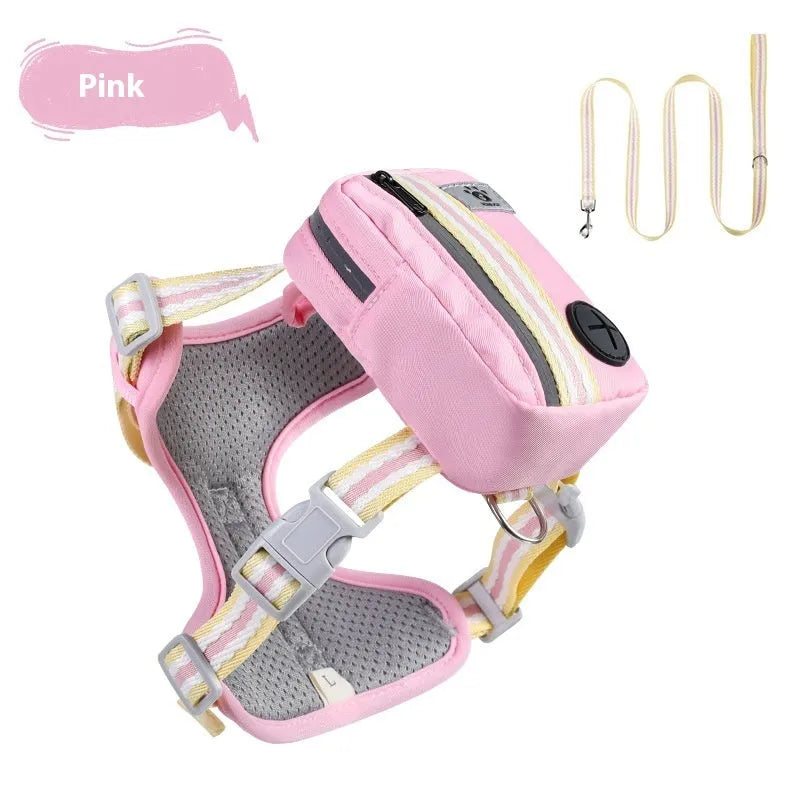 Explosion-proof anti-strangulation pet harness for dogs with chest design and 1.5 metre holding rope