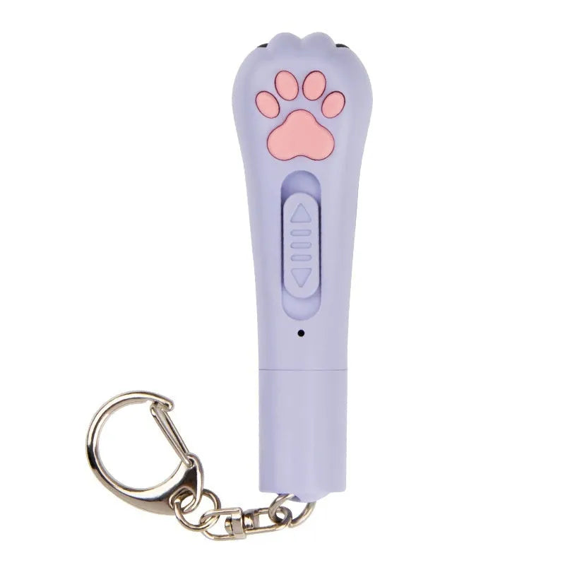 Rechargeable infrared cat teasing stick with moon-light lamp, showing blue colour and laser dot.