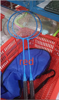 Ultra-light alloy badminton racket set showing blue and red rackets
