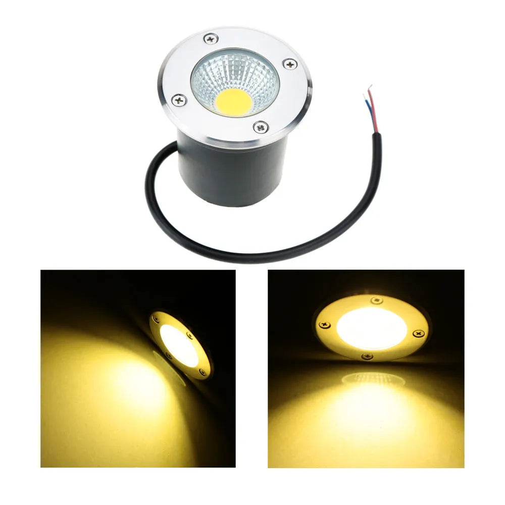 LED COB underground light with stainless steel cover and tempered glass for outdoor waterproof lighting
