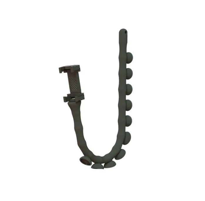Lazy Bracket flexible mobile phone holder with suction cup mount extended to 62cm length showing 360° rotation mechanism