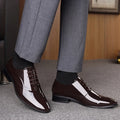 Men's black and brown business formal shoes with pointed toe shape