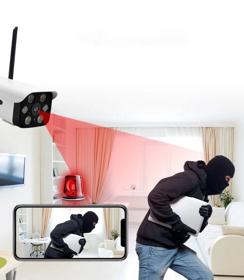 Remote Smart Camera Network Camera with 3.6mm Lens, 50m Effective Distance, 10m Infrared Night Vision, CMOS Sensor, 0.001 Lux Minimum Illumination, 1080P 64G, 720P Options, White, UK Plug for Outdoor Surveillance