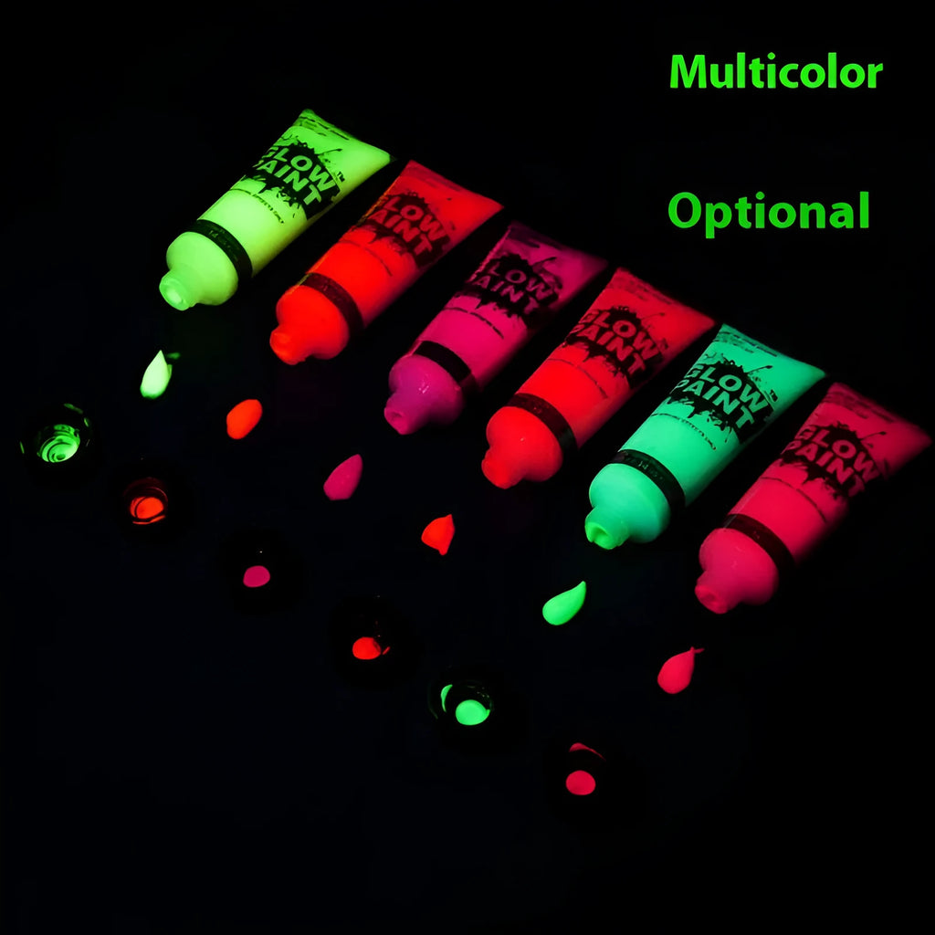 25ml hose tube of neon face and body paint in a bright colour like green or pink, labelled safe and non-toxic.
