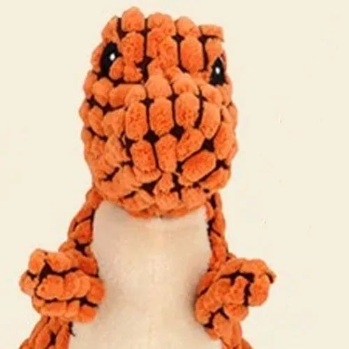 Grey, green, and orange bite-resistant dog toy with sound, shown with scale indicating 35cm length.