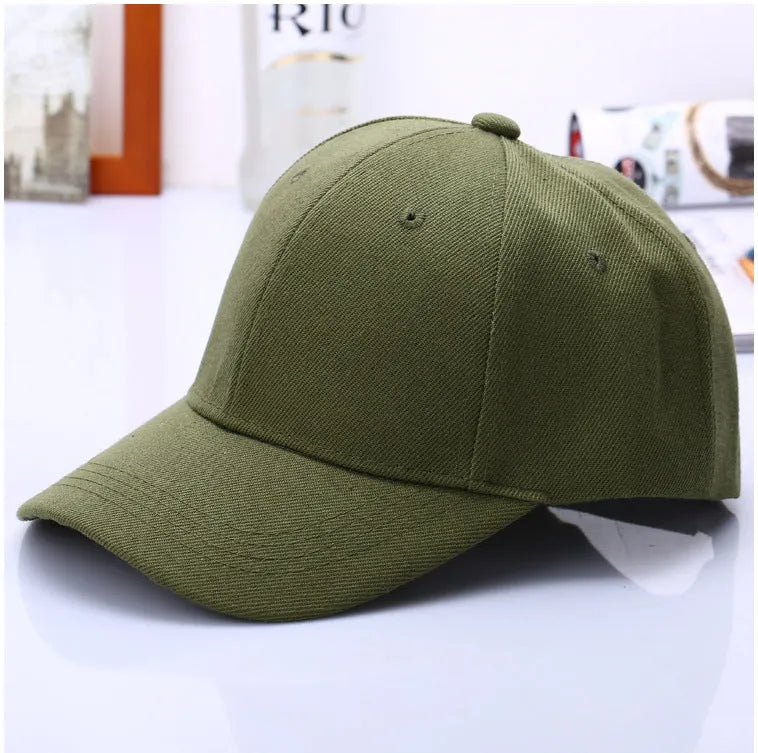Cotton polyester adjustable baseball cap in Army Green with dome crown and curved eaves