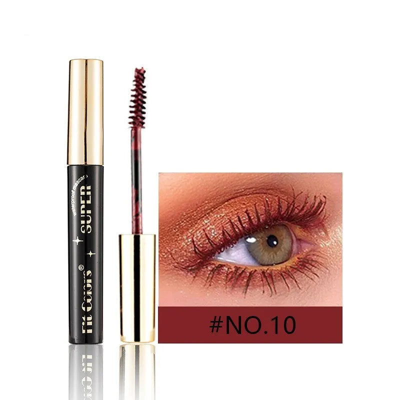 Colourful mascara for stage and nightclub use showing 12 different shade options