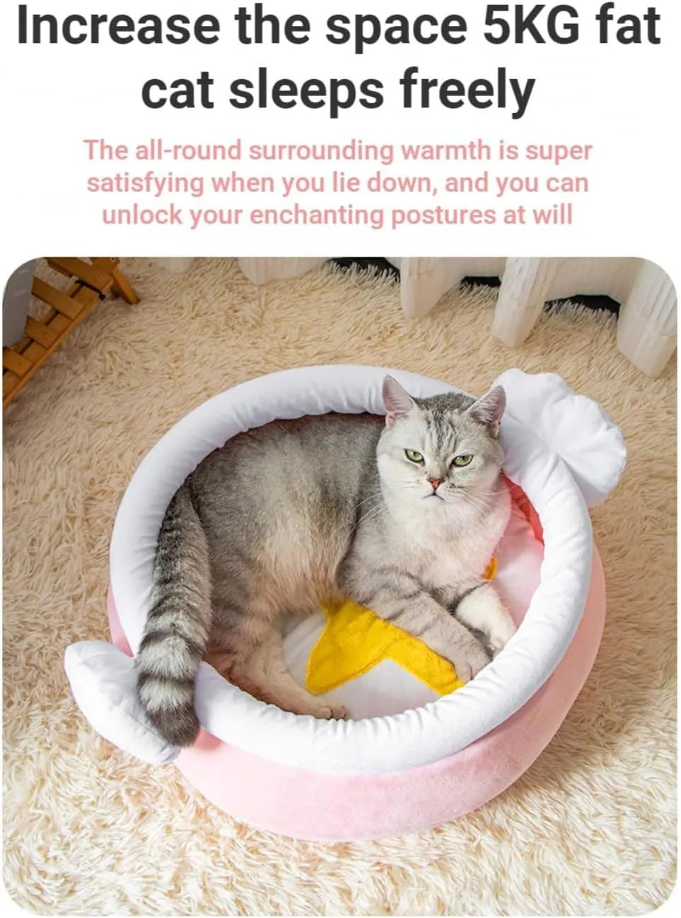 Honey pot shaped cat sofa bed with magic wand design in pink colour for small pets