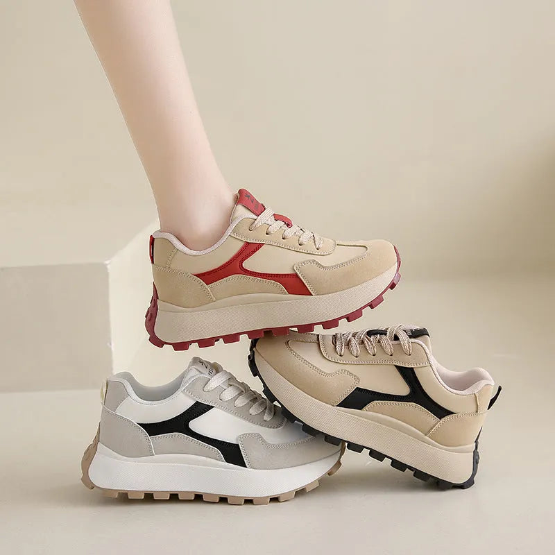 Women's flat sole sports running shoes in card black colour with lace-up front