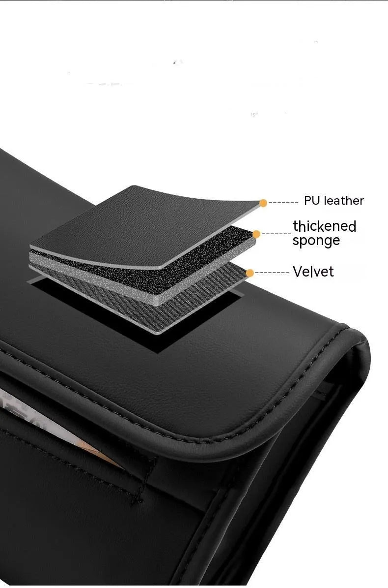 Leather car tissue box with elastic band for vehicle mounting in various colour options