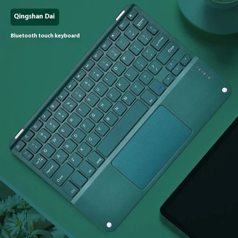 Square hat touch Bluetooth wireless charging keyboard in one of eight colour options on a desk.