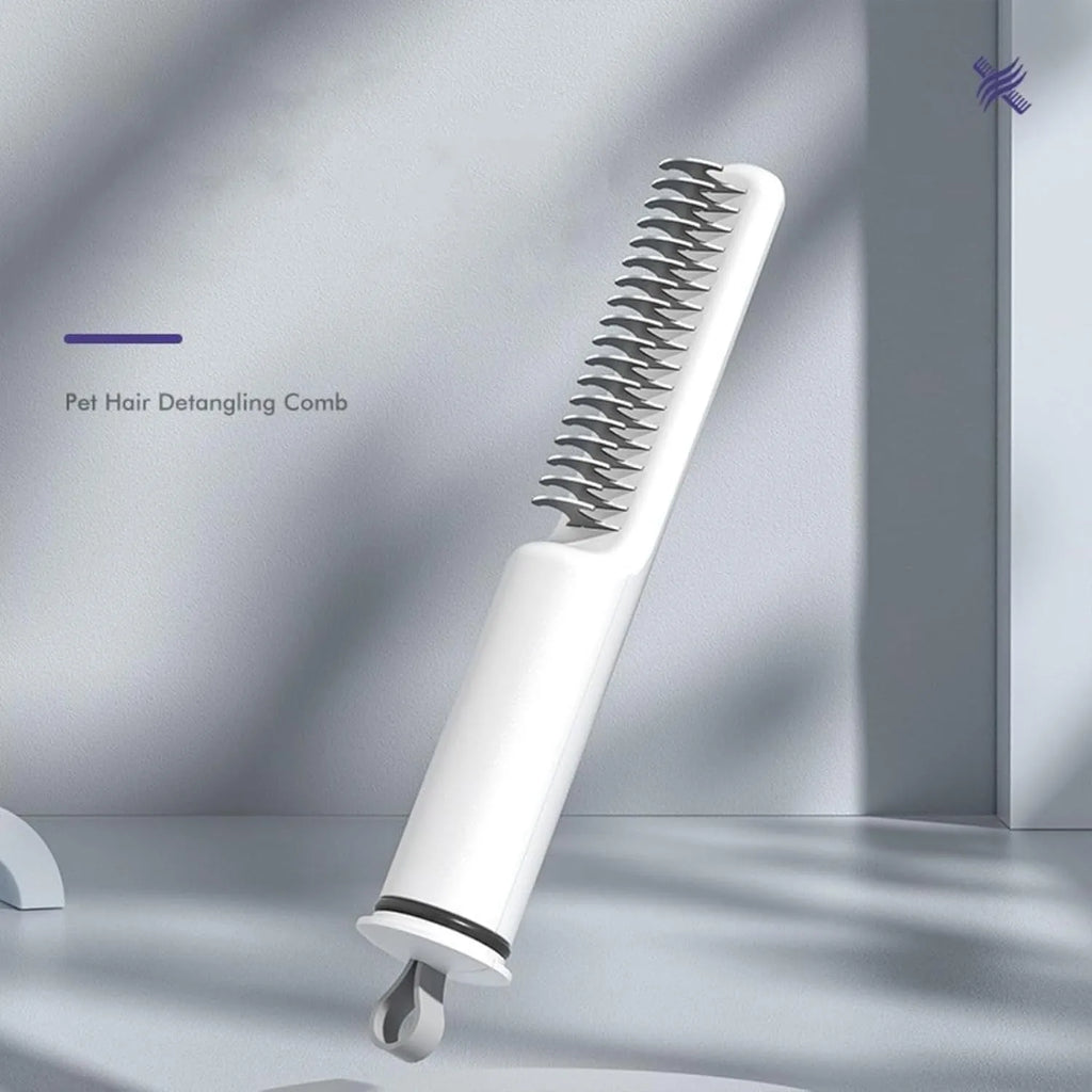 Stainless steel pet dematting comb with comfortable handle for removing knots from dog hair