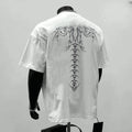 Men's loose fit pure cotton short sleeve shirt in black and white colours with printed business casual design