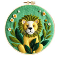 Wool felt embroidery kit with linen fabric, embroidery frame, and floral pattern for three-dimensional blanket painting