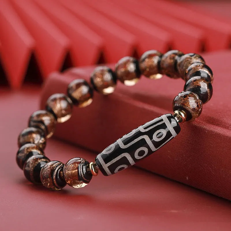 Chinese five-colour year snake lucky bracelet made from colourful coloured glaze beads