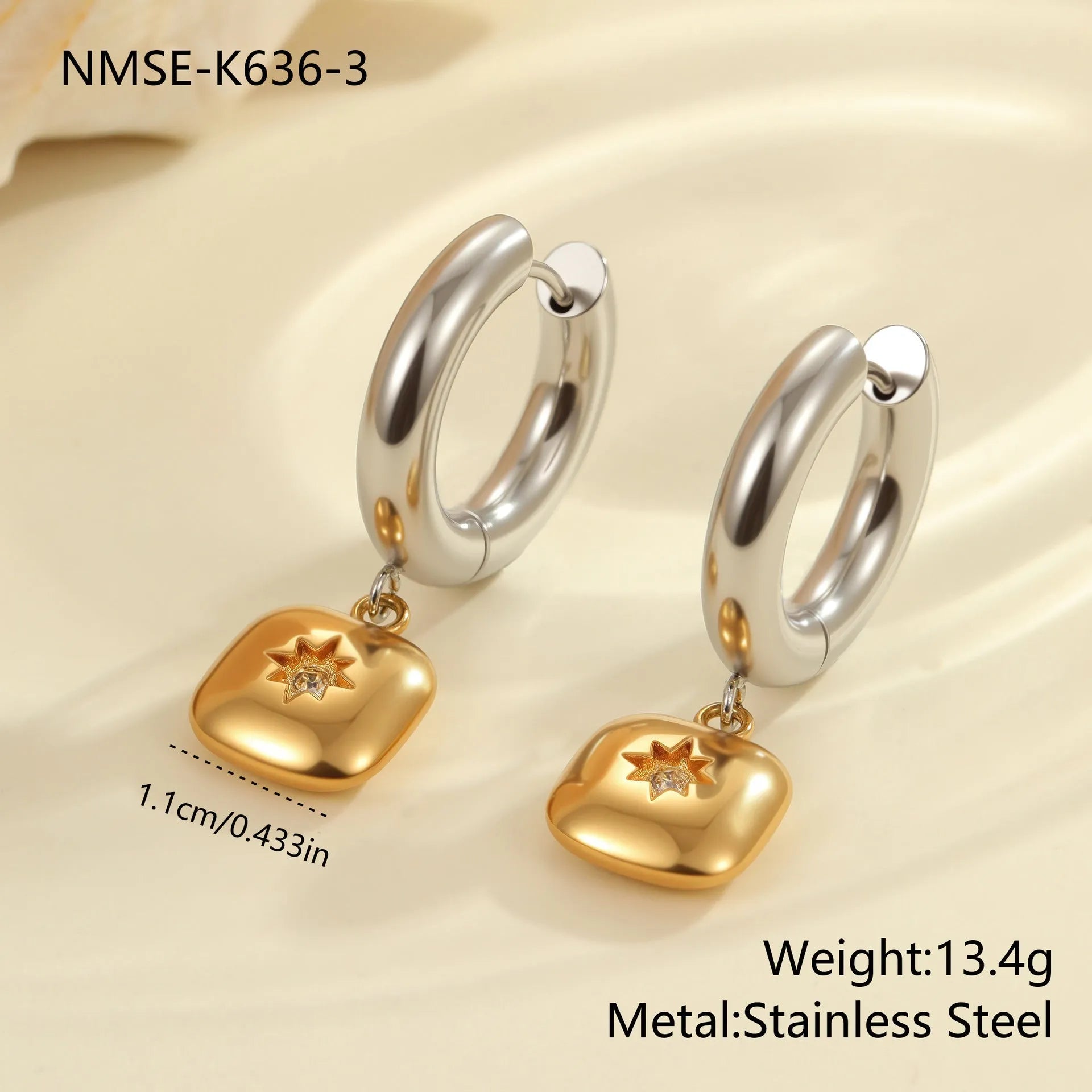 Women's Christmas tree heart earrings stainless steel electroplated 18K gold geometric designs