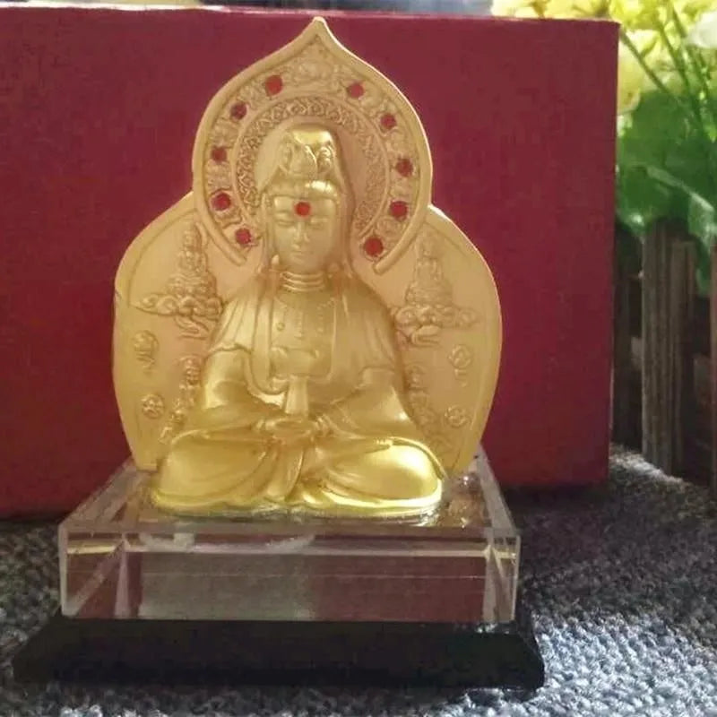 Electric alloy prayer wheel car decoration with rotating mechanism on dashboard