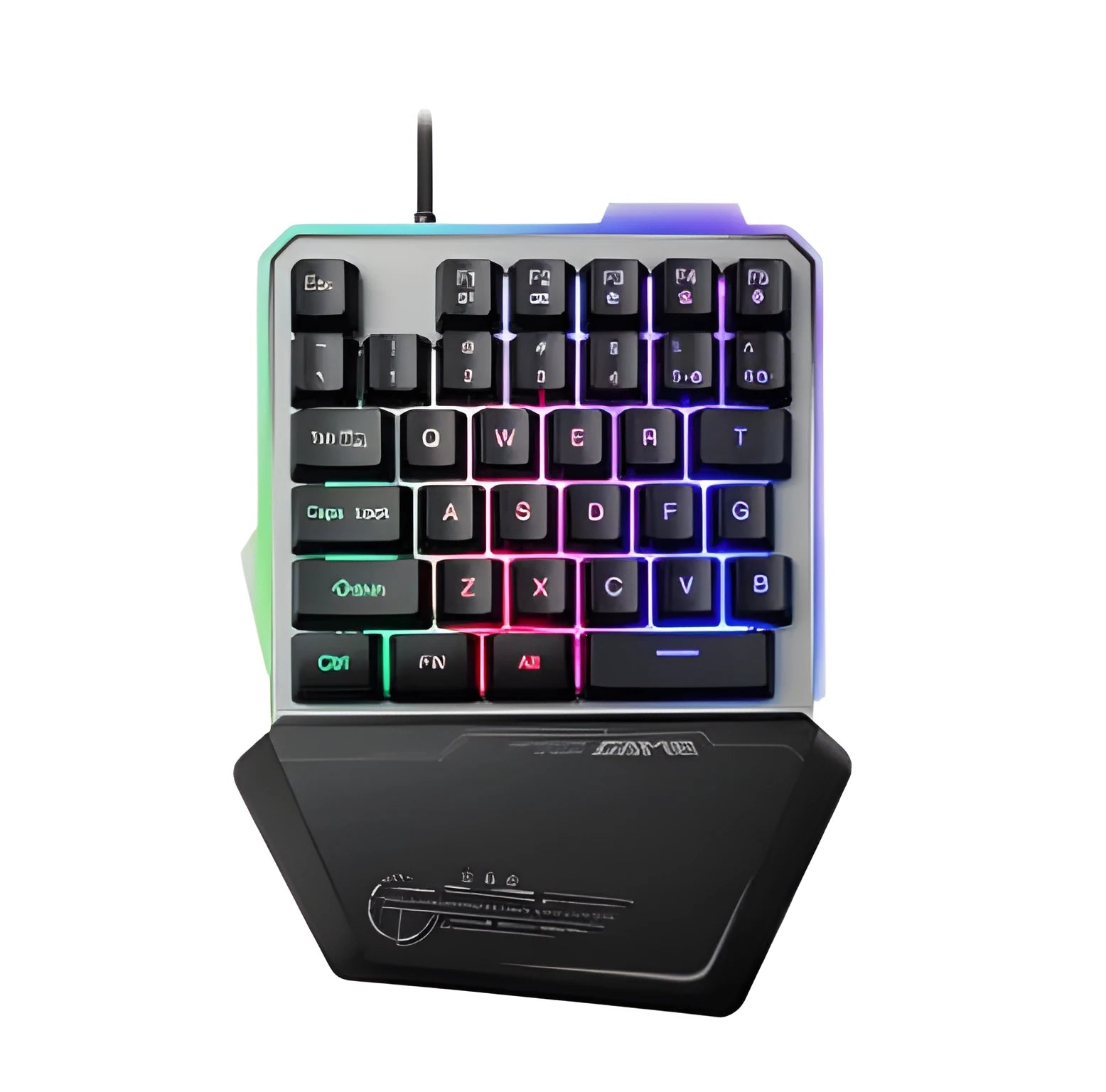 G40 Flow Colour black robotic one-handed gaming keyboard with RGB backlighting