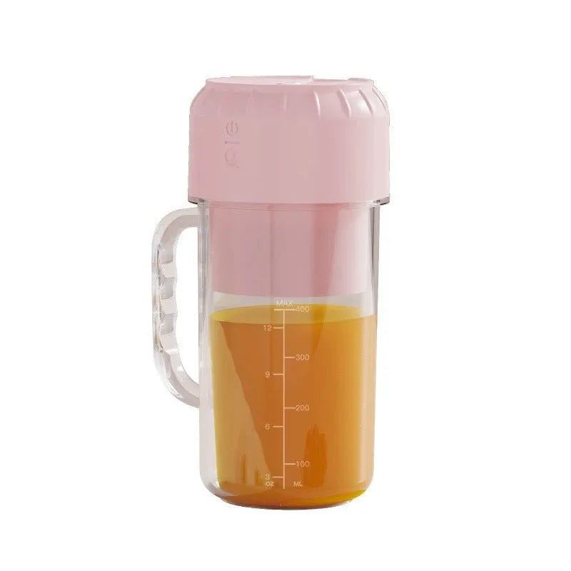 Portable USB powered personal juicer in cherry blossom pink colour with plastic housing