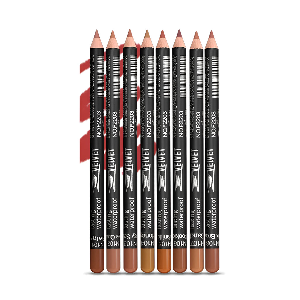 Matte finish lip liner pencil in one of 14 available shades, from 201 to 214 colour.