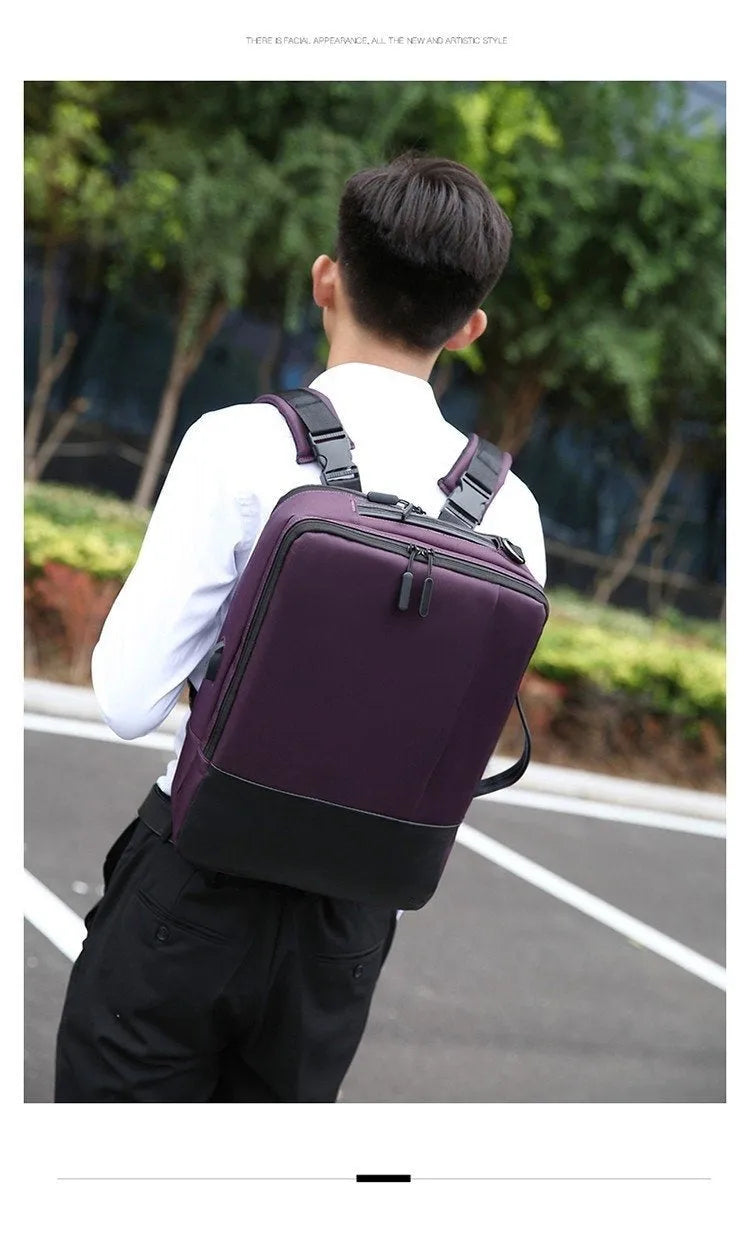 Medium waterproof nylon backpack in brown with zipper closure and soft surface finish for men and women