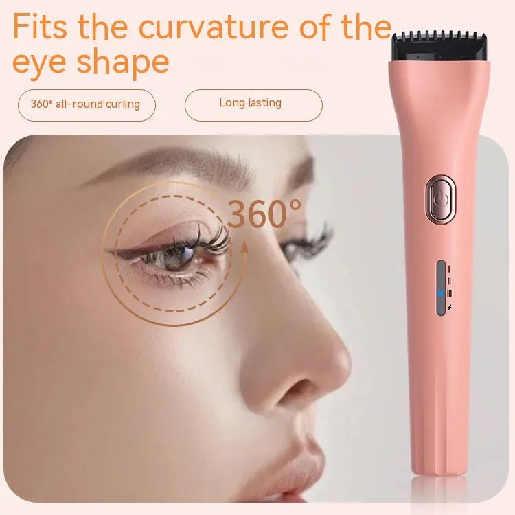 Pink portable electric eyelash curler with temperature control and memory function for long-lasting curls