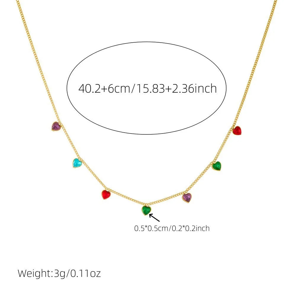 Gold-plated stainless steel women's necklace with heart pendant on adjustable chain