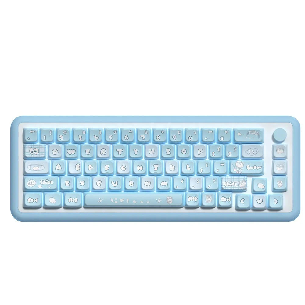 Water colour kitten design PBT keyboard keycap set with 138 or 158 keys.