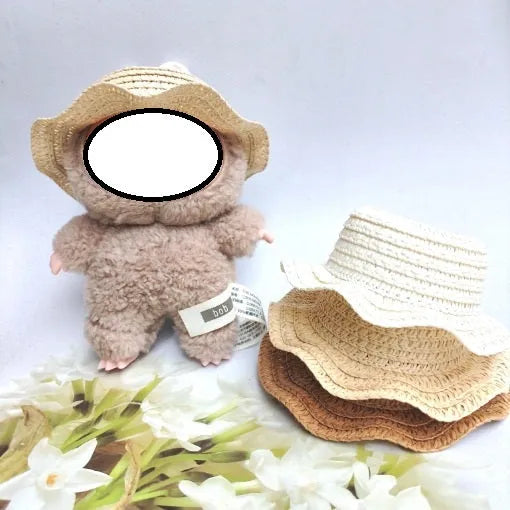 Papyrus straw leak-proof doll hat in beige for youth dolls height M and L