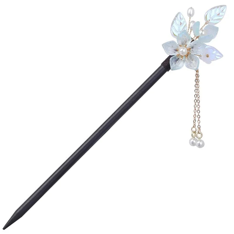 New Chinese style antique hairpin with floral design in Autumn Pink Magnolia colour for updo hairstyles