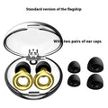 Noise reduction earplugs in five colours with storage box and spare ear caps