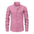 Men's striped long-sleeved business shirt with lapel collar in non-ironing fabric