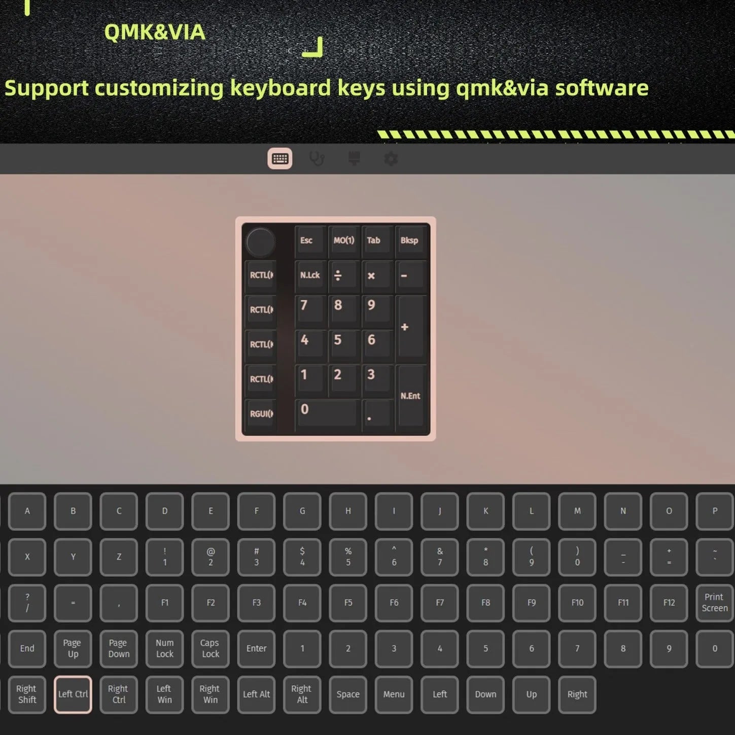 Wireless mechanical numeric keyboard in black and white colour options showing Bluetooth connectivity