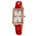 Rectangular retro women's quartz watch rose gold shell case with slim 9mm profile