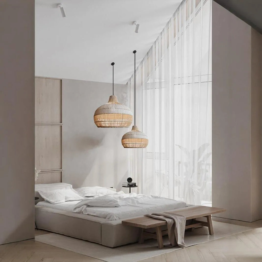 60cm woven rattan chandelier in pastoral Southeast Asian style for living room